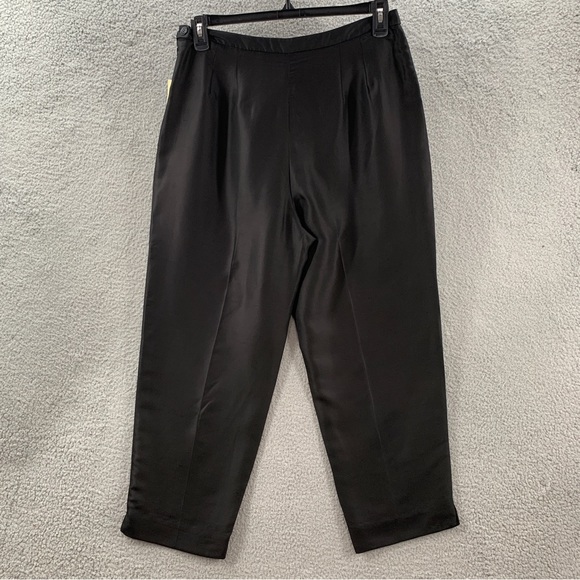 NWT Amanda Smith Pure Silk Women’s Plus Black Flat Side Zip Up Pants Size 14 - Picture 6 of 16